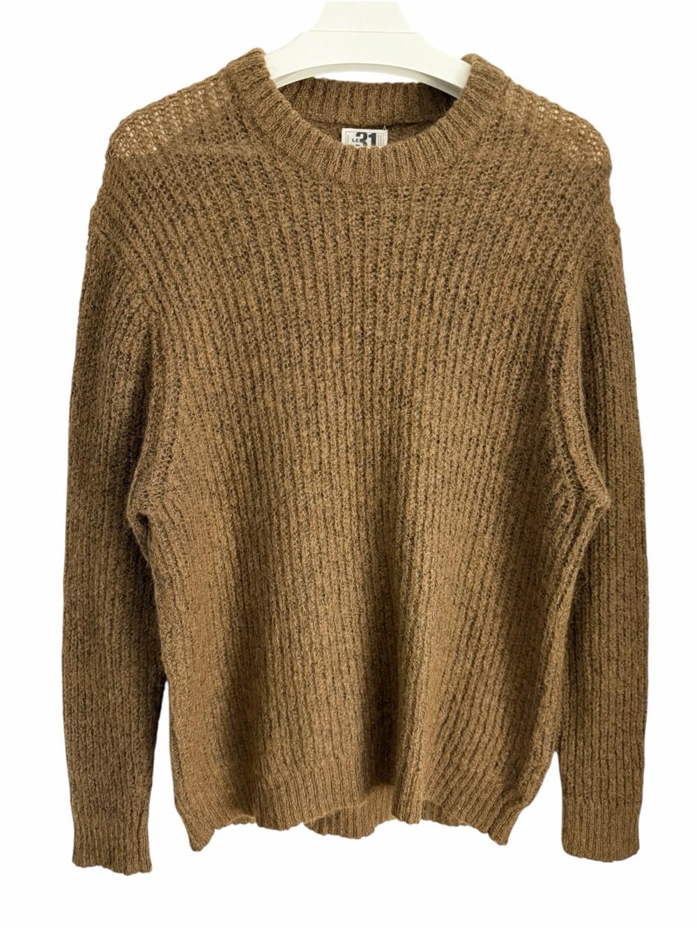 LE 31 Brown Mohair Blend Chunky Ribbed Crewneck Sweater size XL